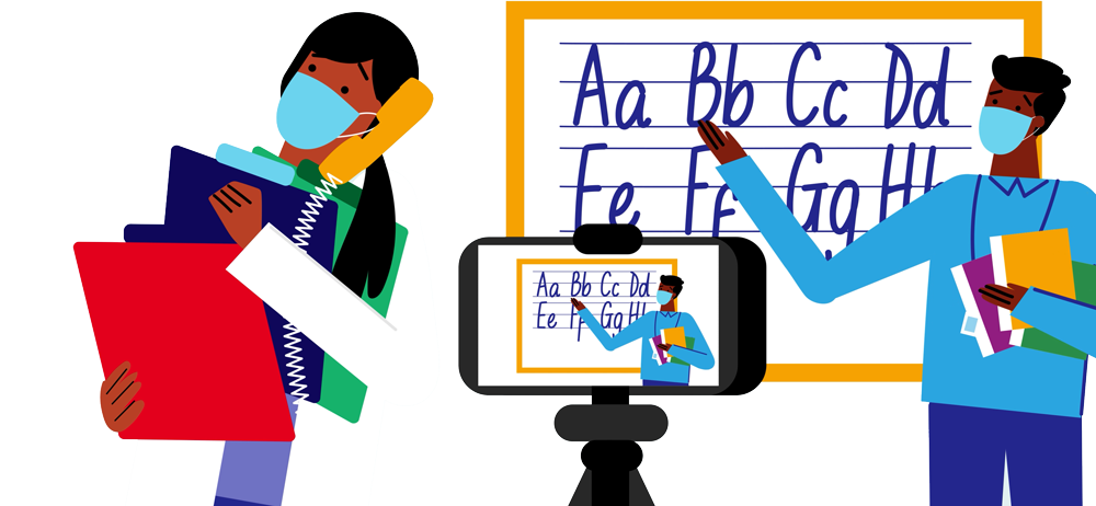 Ffilmio mewn dosbarth ar ffon